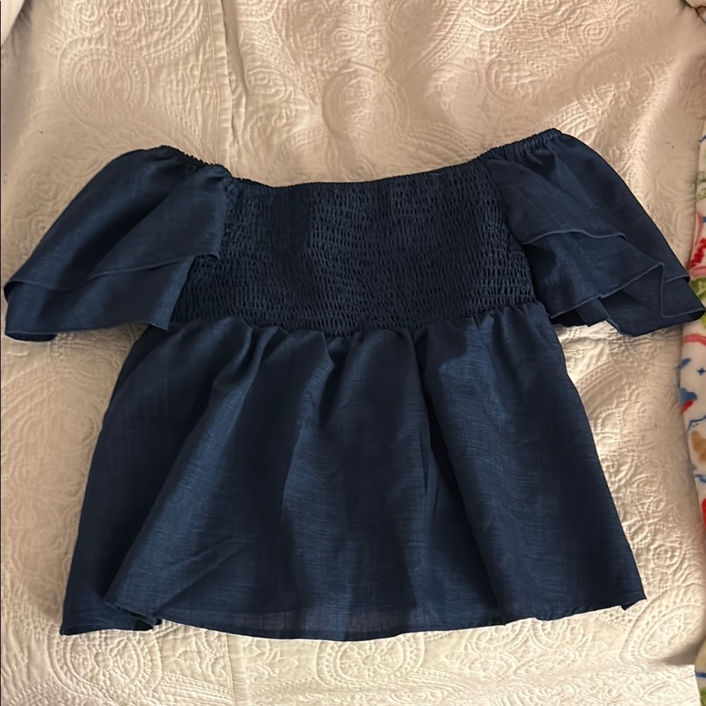 Off-Shoulder Navy Blue Top